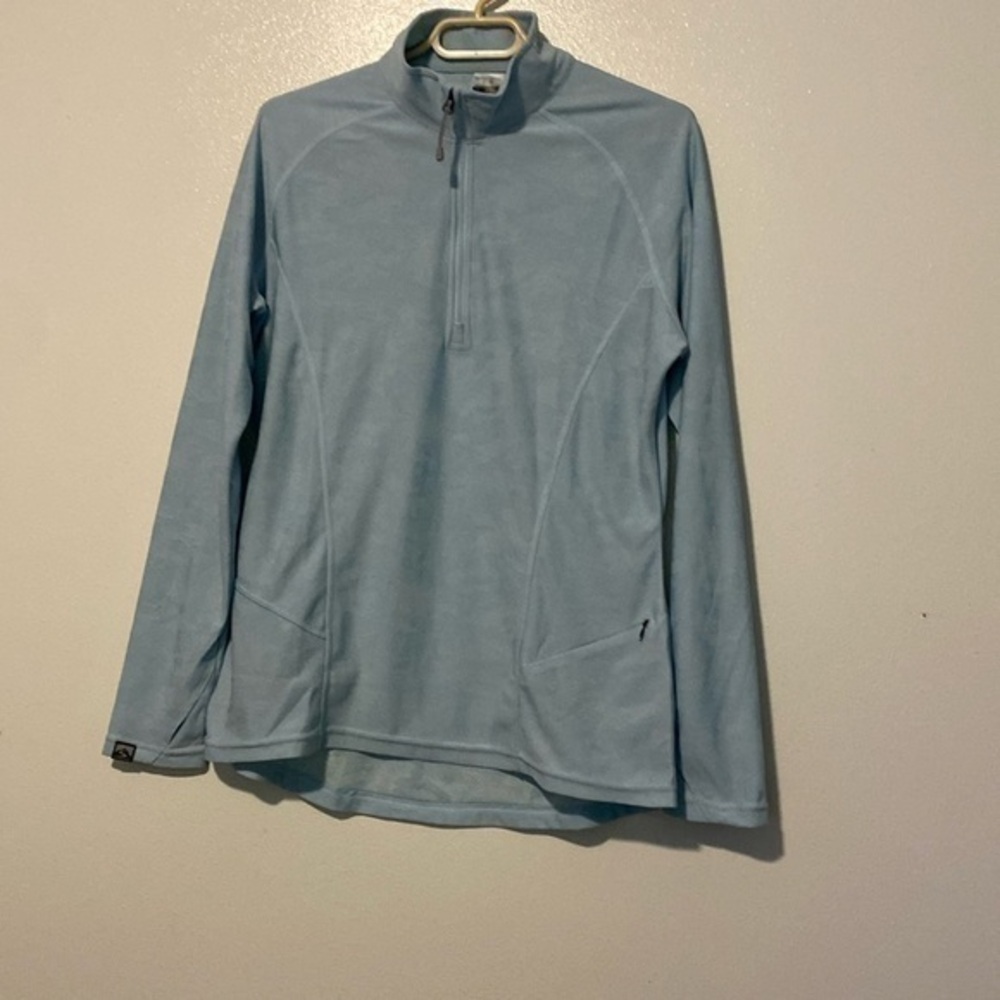 Storm Creek sky blue mid zip up long sleeve thumb hole active shirt med